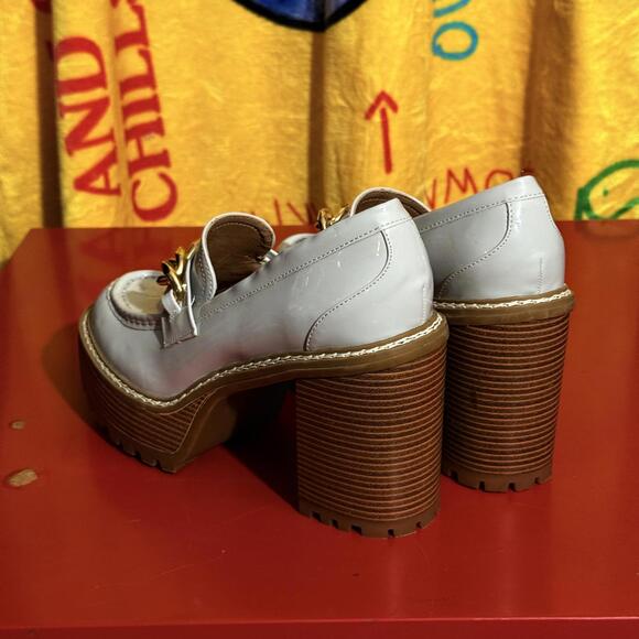 Chunky Madden Girl Heeled Loafers with Gold Chain Detail - Picture 5 of 9